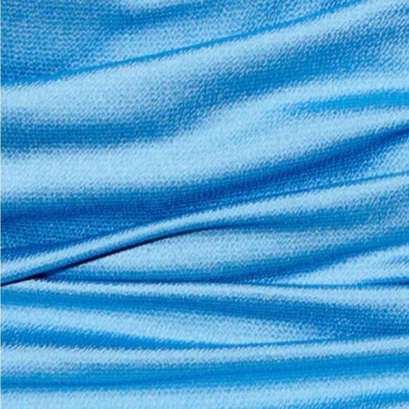 Saylor Sainte one shoulder fringe hem blue Mini Dress sz M - Picture 6 of 7